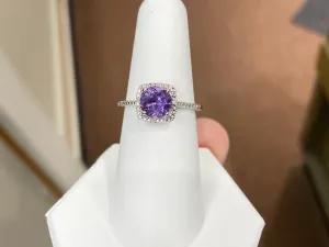 Amethyst And Diamond Silver Ring