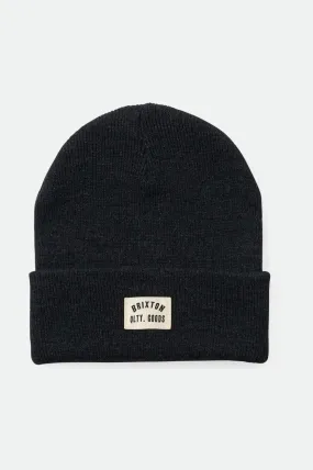 BRIXTON Woodburn Watch Cap Beanie Washed Black