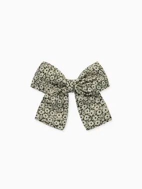 large bow clip black floral