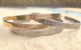 Personalized Cuffs, Hawaiian Jewelry, Aloha Bracelet, Hawaii Bracelet, Ku'uipo Bracelet, Ohana Bracelet, Skinny Cuff